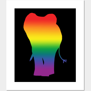 Rainbow Silhouette Elephant Pride Posters and Art